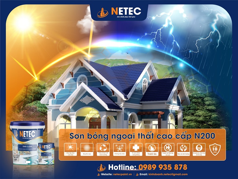 Sơn ngoại thất cao cấp Quảng Ninh  - Bề mặt bóng Netec N200