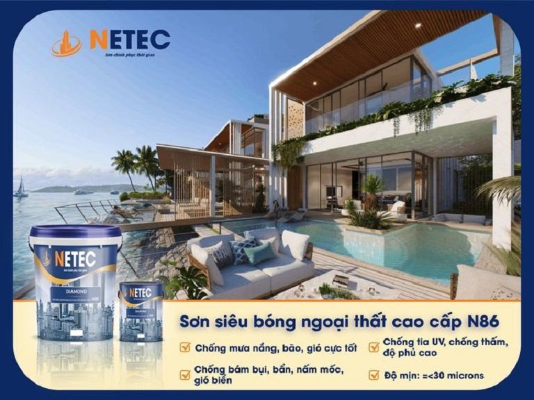 Netec N86 - Sơn siêu bóng men sứ ngoại thất hệ cao cấp