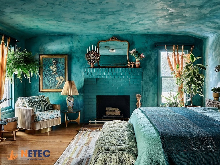 Màu xanh ngọc cho phòng ngủ mang đến sự thư giãn, thoải mái và bình yên